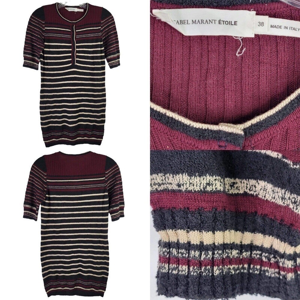 Etoile Isabel Marant Womens Knit Striped Sweater Sz 36 XS Henley SS Southwest